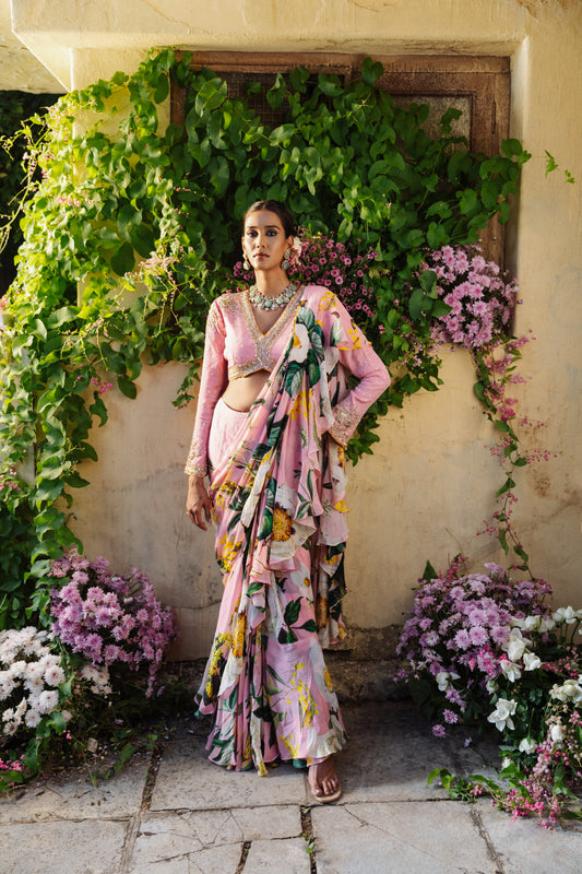 Noor-e-Gul pre draped saree