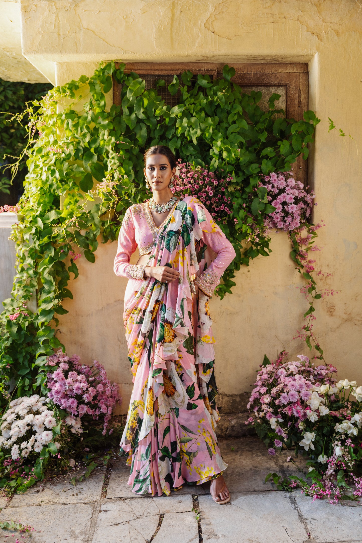 Noor-e-Gul pre draped saree