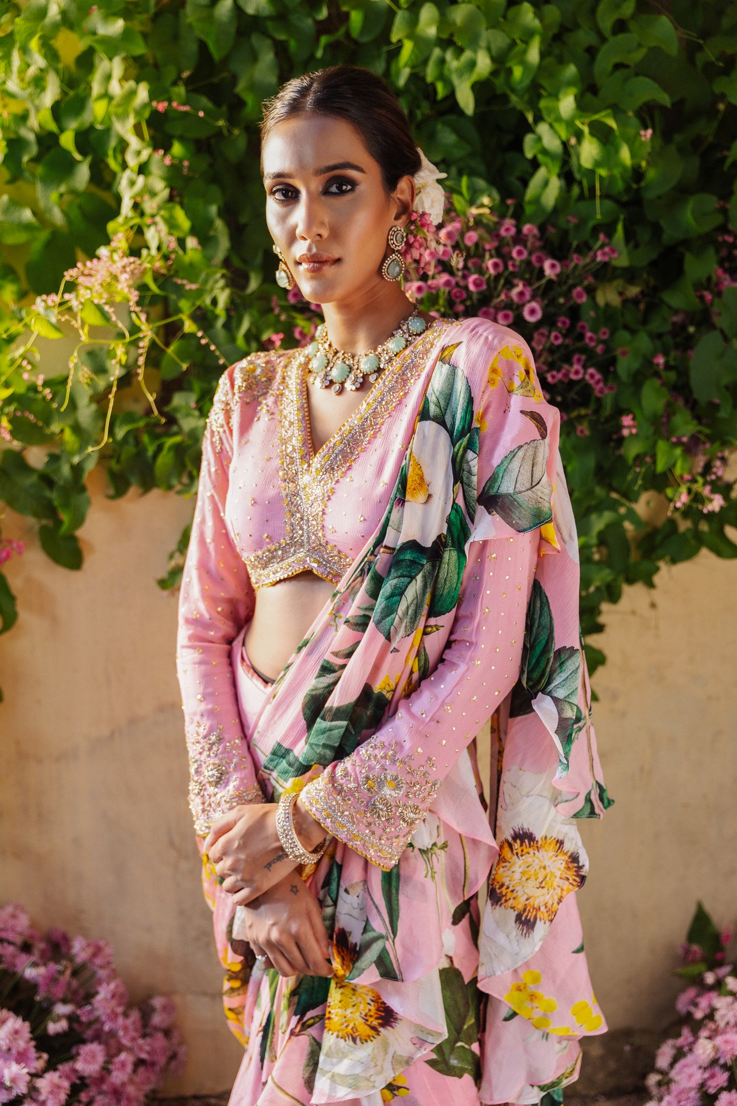 Noor-e-Gul pre draped saree