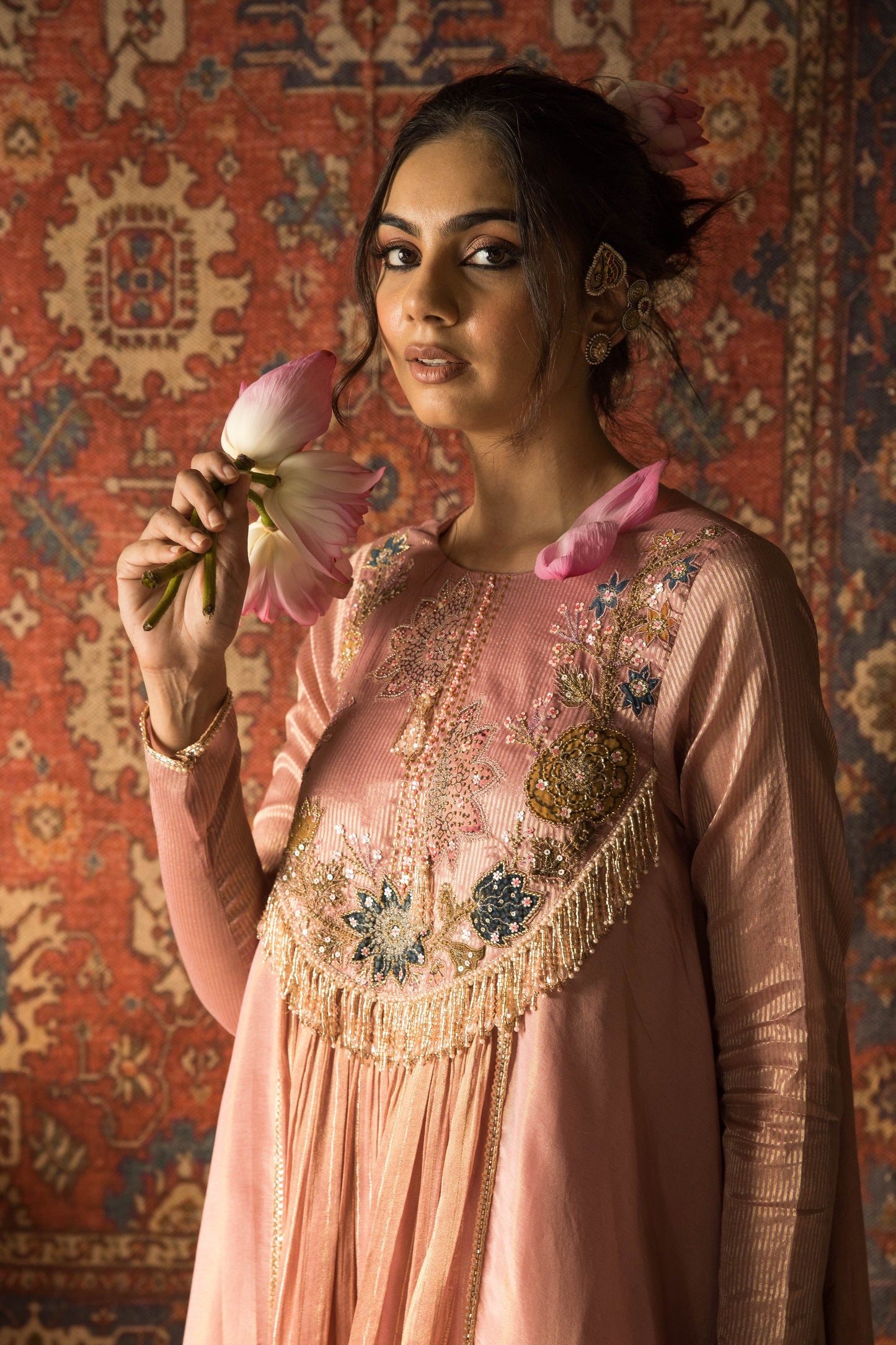 Nayara- rosewater pink silk embroidered kurti set