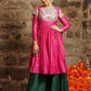Shabnam- sizzling pink with emerald green Sharara set