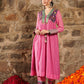 Saanjh-  Pink crush embroidered kurti set