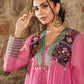 Saanjh-  Pink crush embroidered kurti set