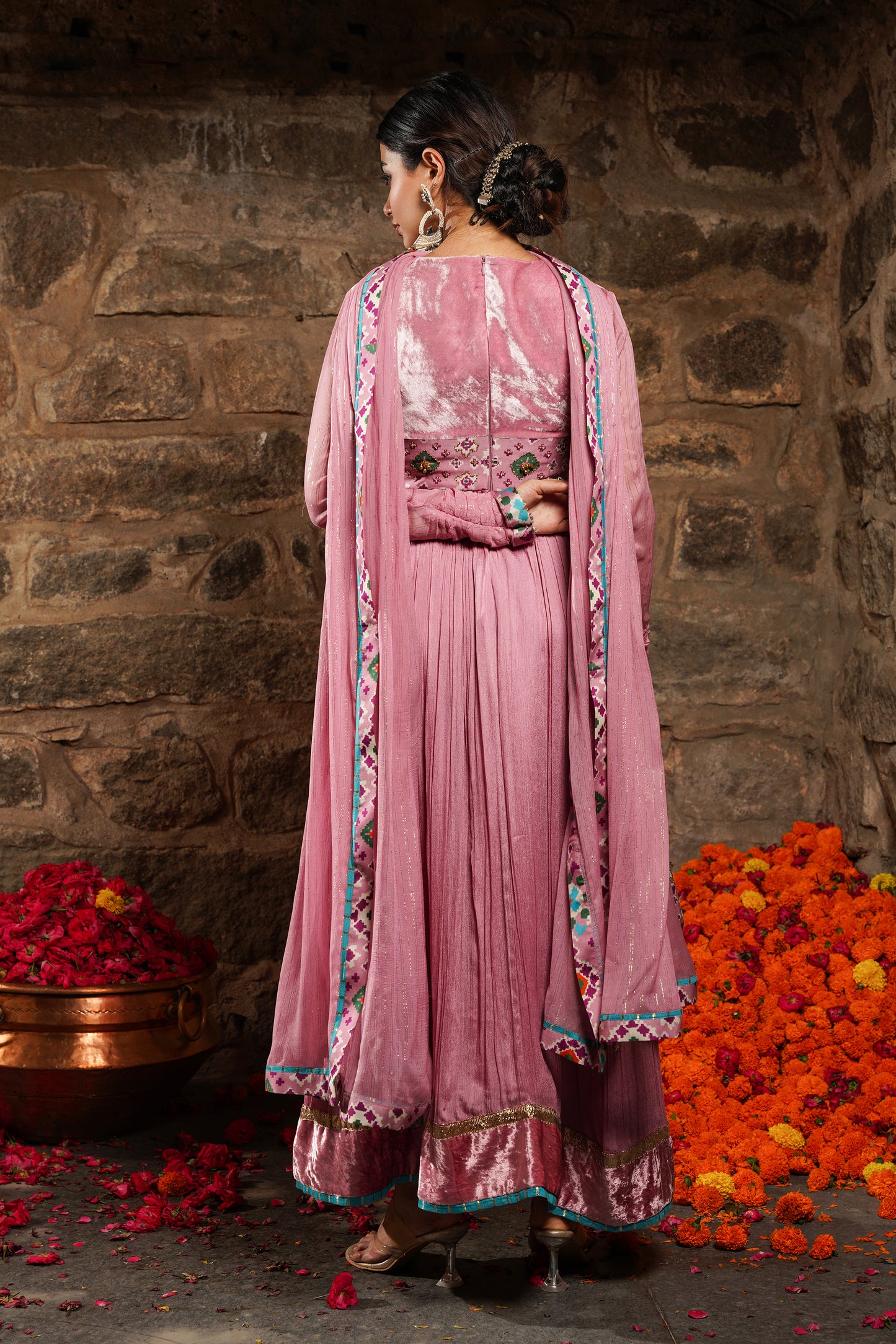 Gulbahar - rose pink blush Anarkali set