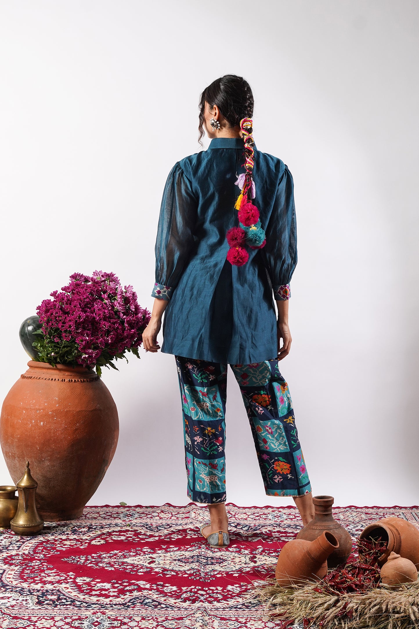 Shiza- Imperial Blue Chanderi co-ord Set