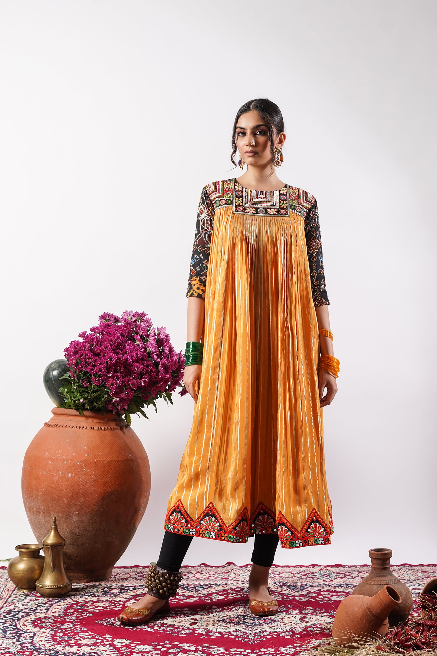 Piyara- sunshine yellow Patola anarkali set