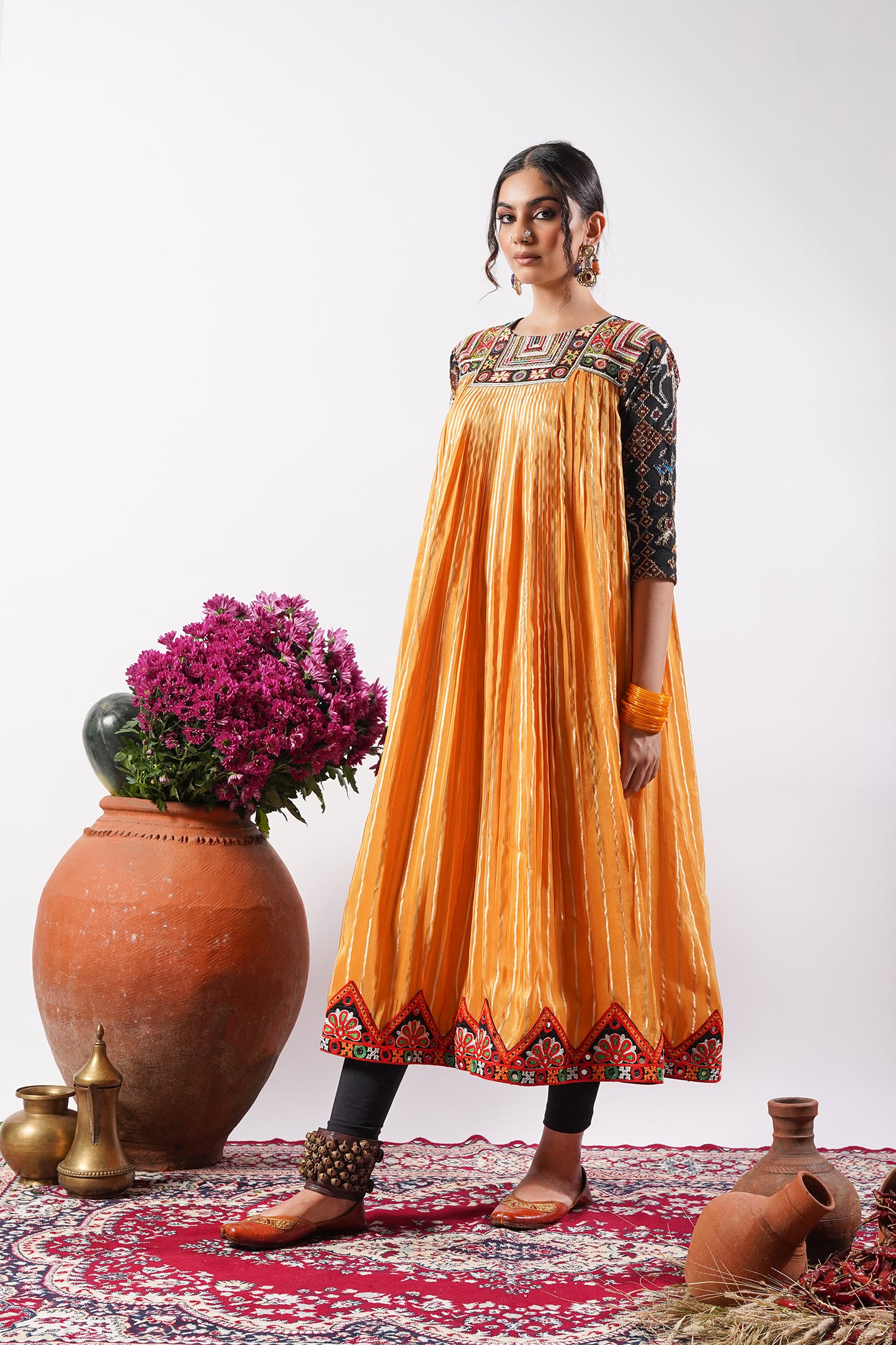 Piyara- sunshine yellow Patola anarkali set