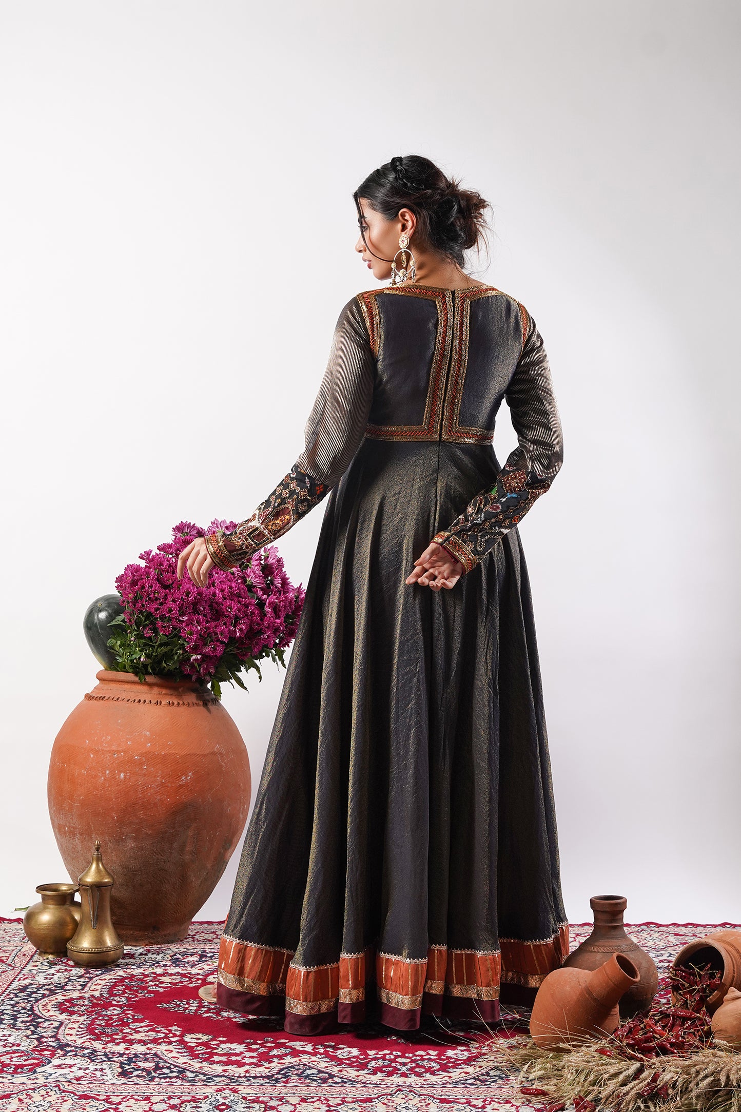 Aarzoo- Midnight Blue Silk Embroidered Anarkali Set