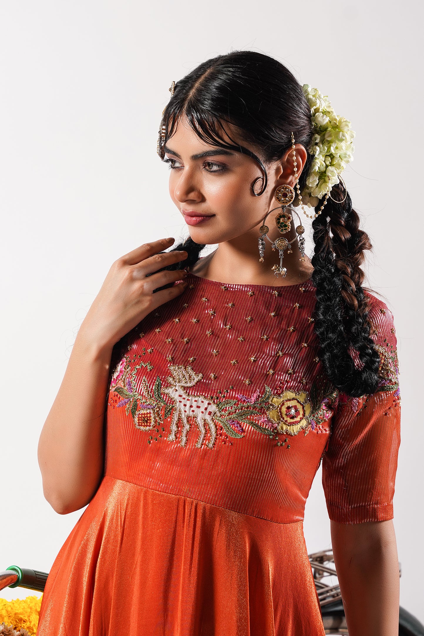 Heer- Radiant Orange Embroidered Anarkali Set