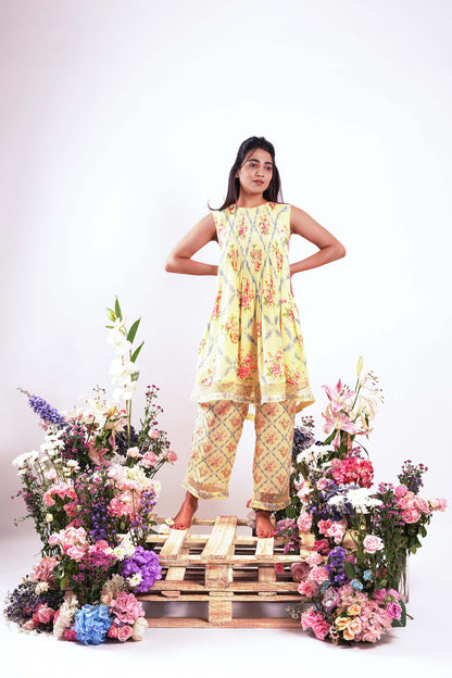 English Vintage - Floral print Yellow Co-ord  set