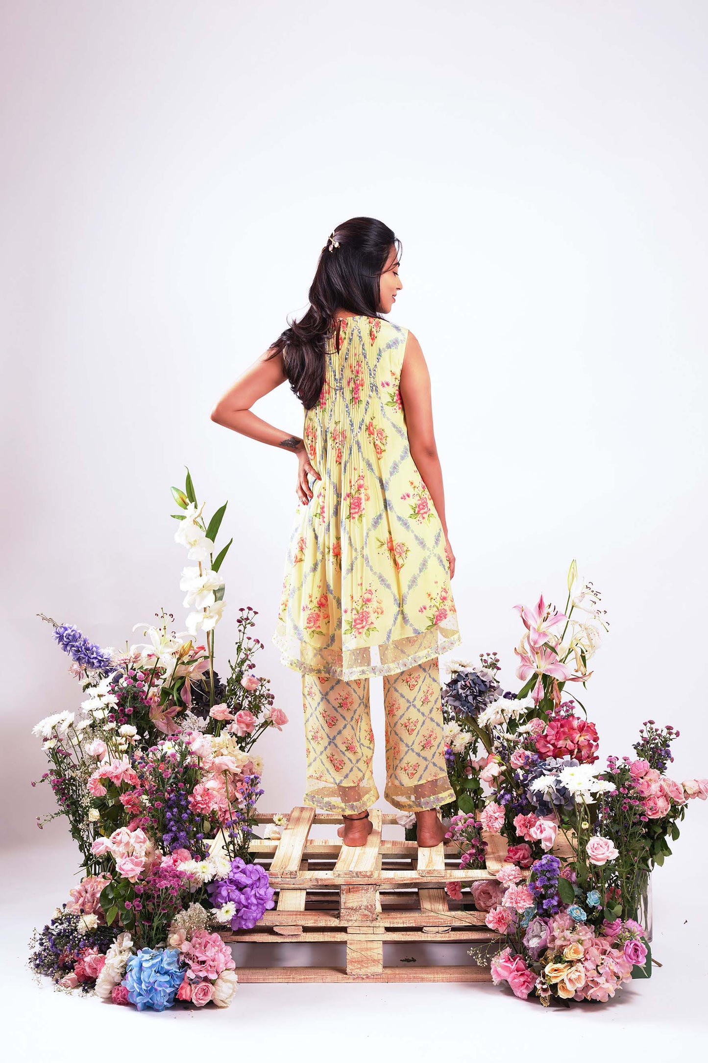 English Vintage - Floral print Yellow Co-ord  set