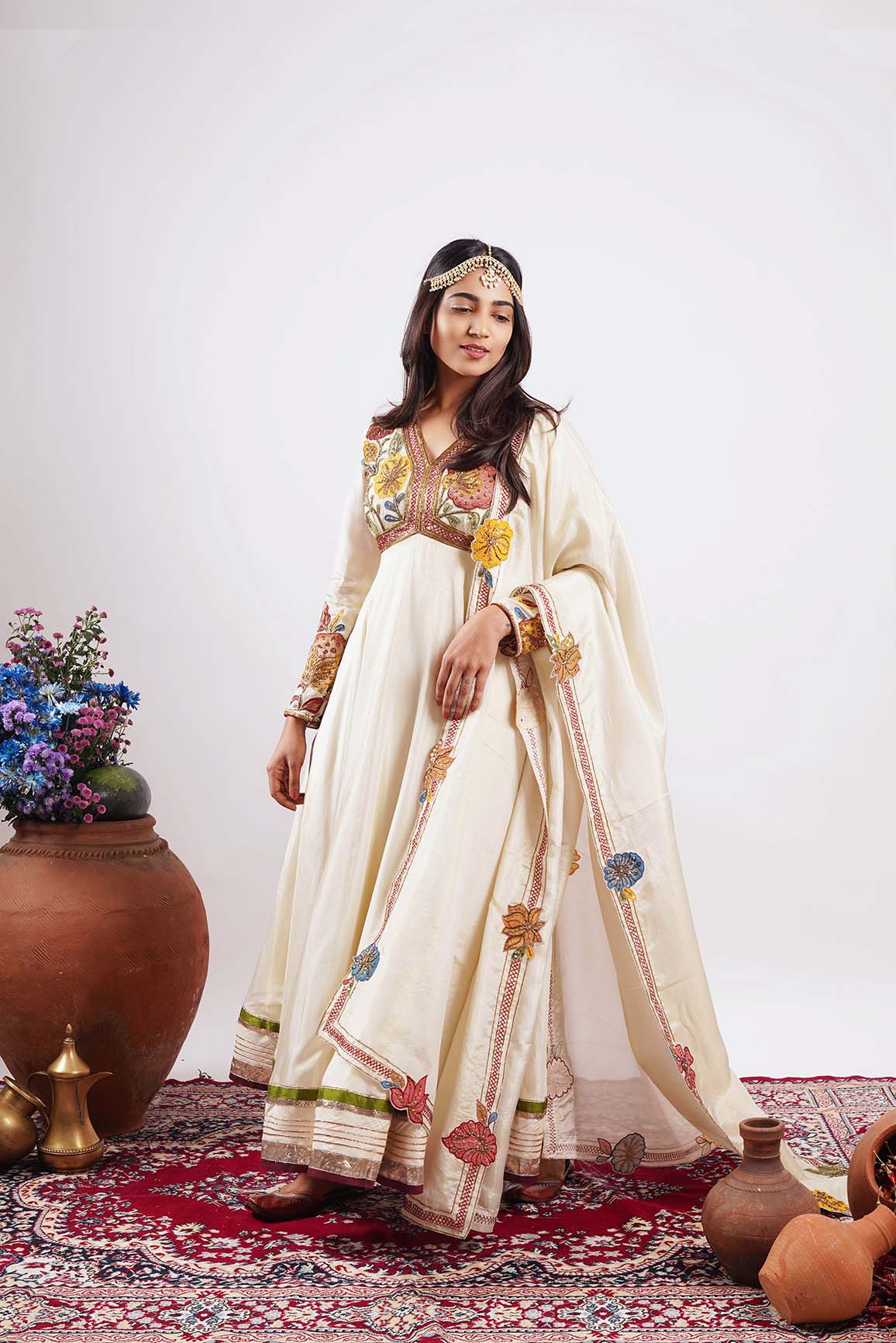 Nazakaat- dreamy Ivory embroidered Anarkali set