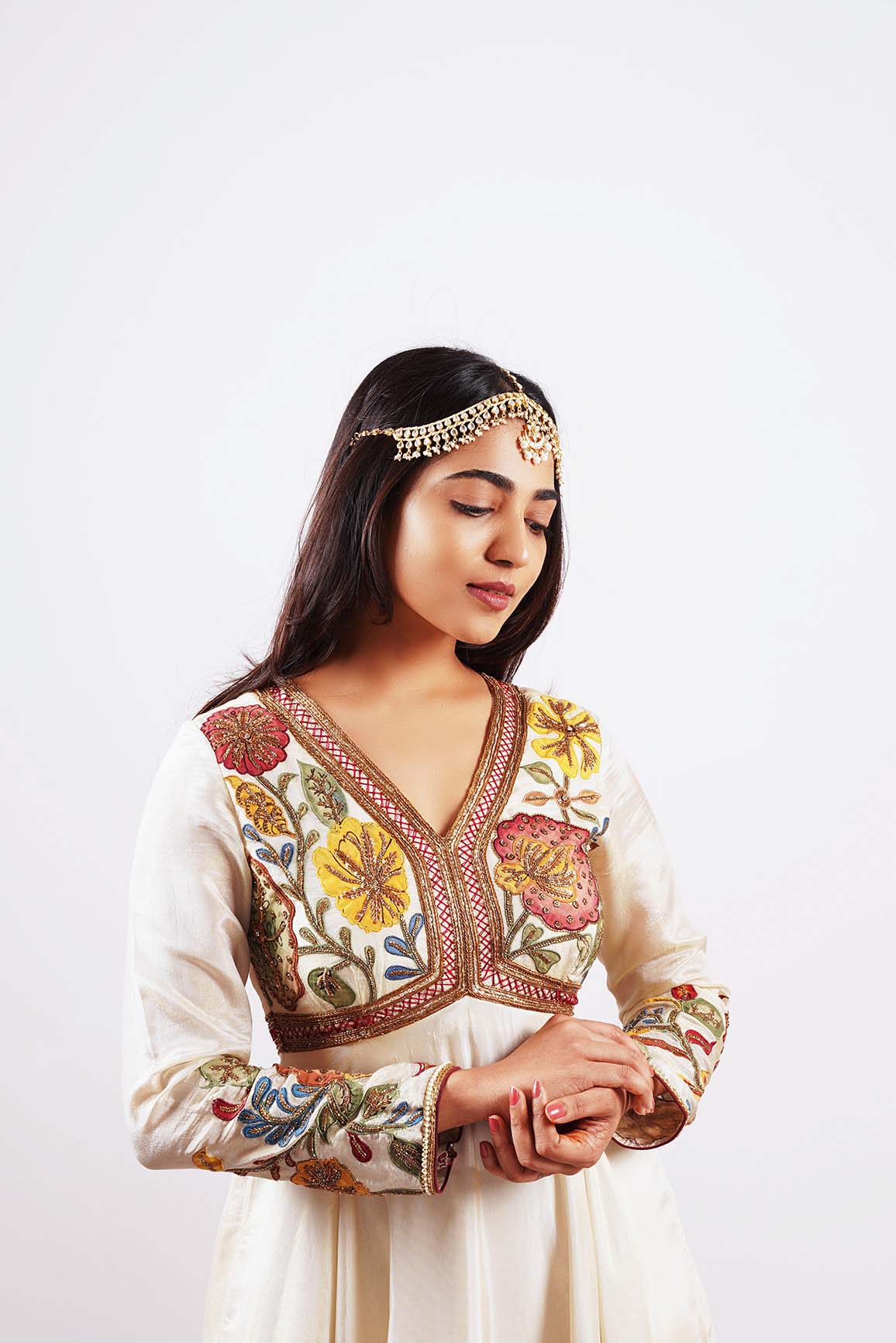 Nazakaat- dreamy Ivory embroidered Anarkali set