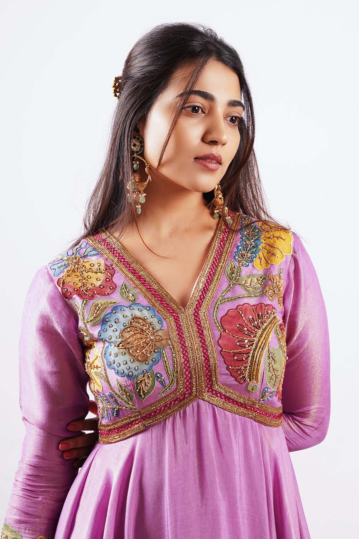 Nazakaat-  Pink embroidered Anarkali set