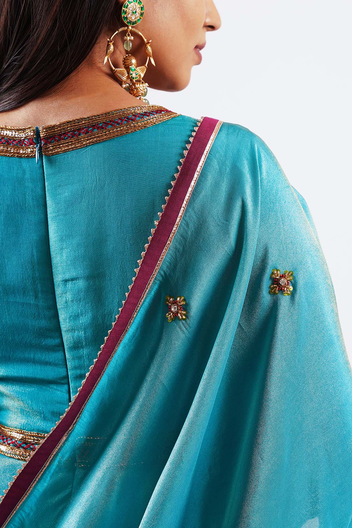 Nazakaat-  Blue embroidered Anarkali set