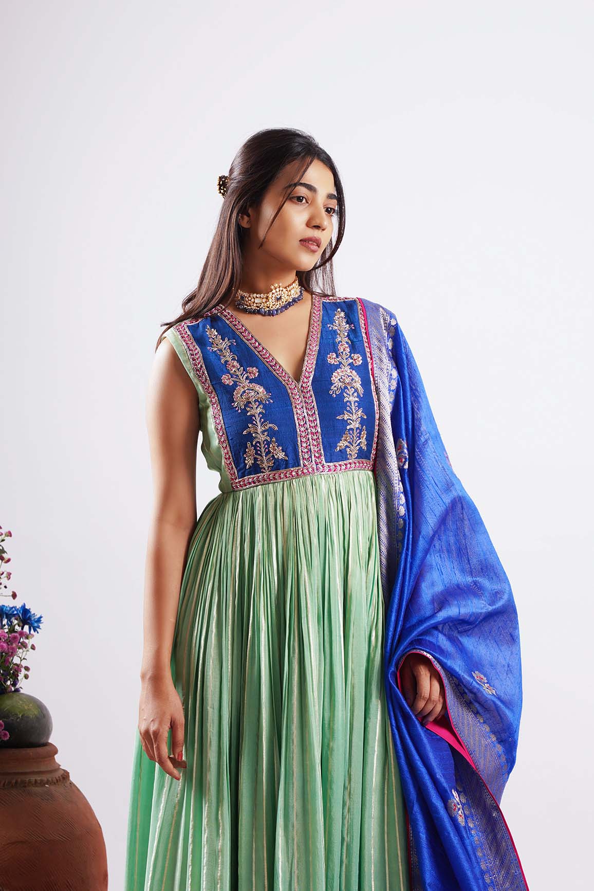ANARKALI GREEN AND BLUE