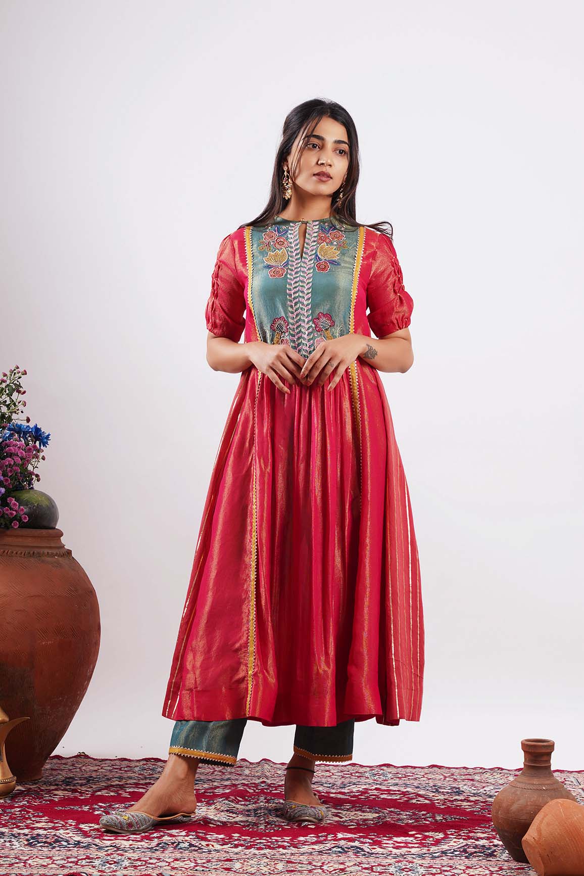 Mehru-Tissue kurta set