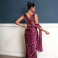 Traksh- wine shade embroidered pre-draped saree