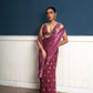 Traksh- wine shade embroidered pre-draped saree