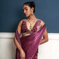 Traksh- wine shade embroidered pre-draped saree