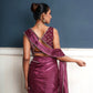 Traksh- wine shade embroidered pre-draped saree