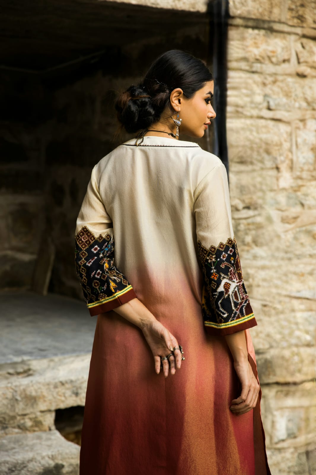 Sufi- shaded Patola kurti set