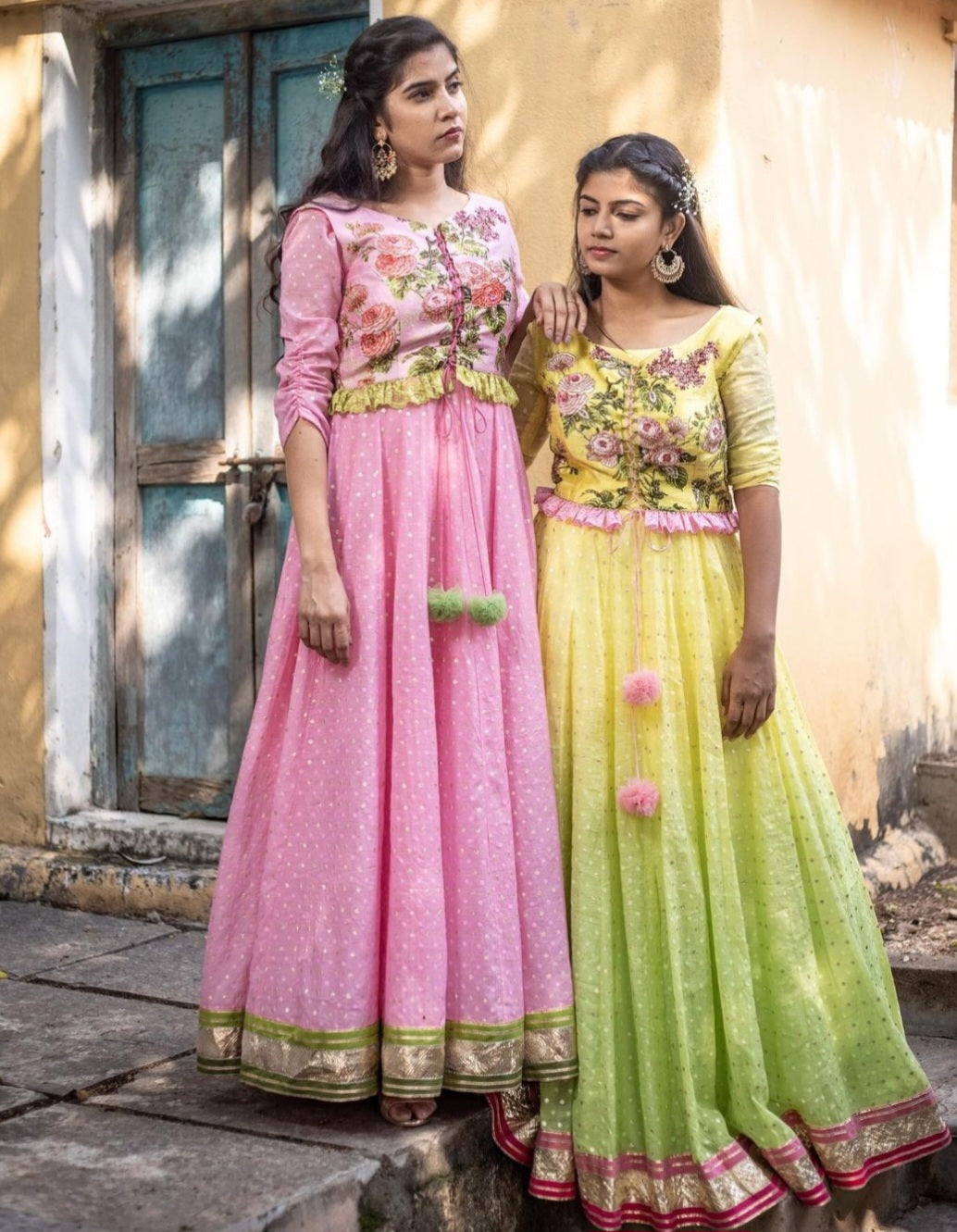 Green pomme waist coat anarkali set Seharre by Sahithee Reddy