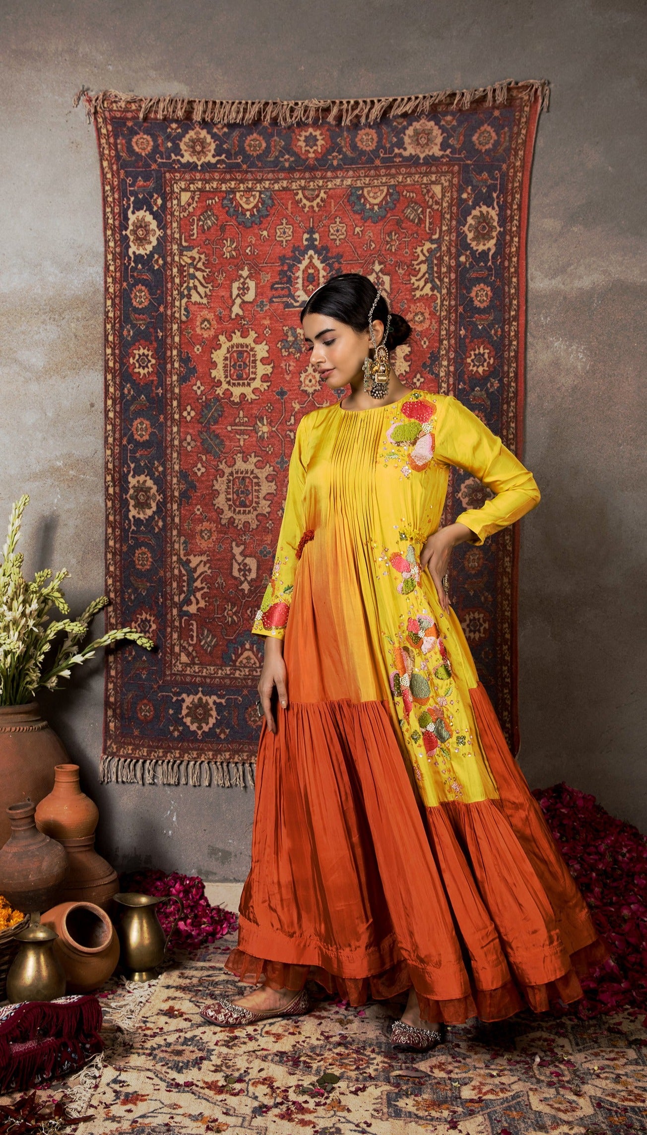 Naaz- Sunset Shaded Silk Dress