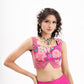 Ornate-nakshatra fuschia pink  hand embroidered lehenga set