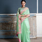Tara -jade green raw silk embroidered saree with blouse