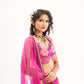 Ornate-nakshatra fuschia pink  hand embroidered lehenga set