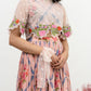 English Vintage-pink embroidered cape top with floral printed skirt