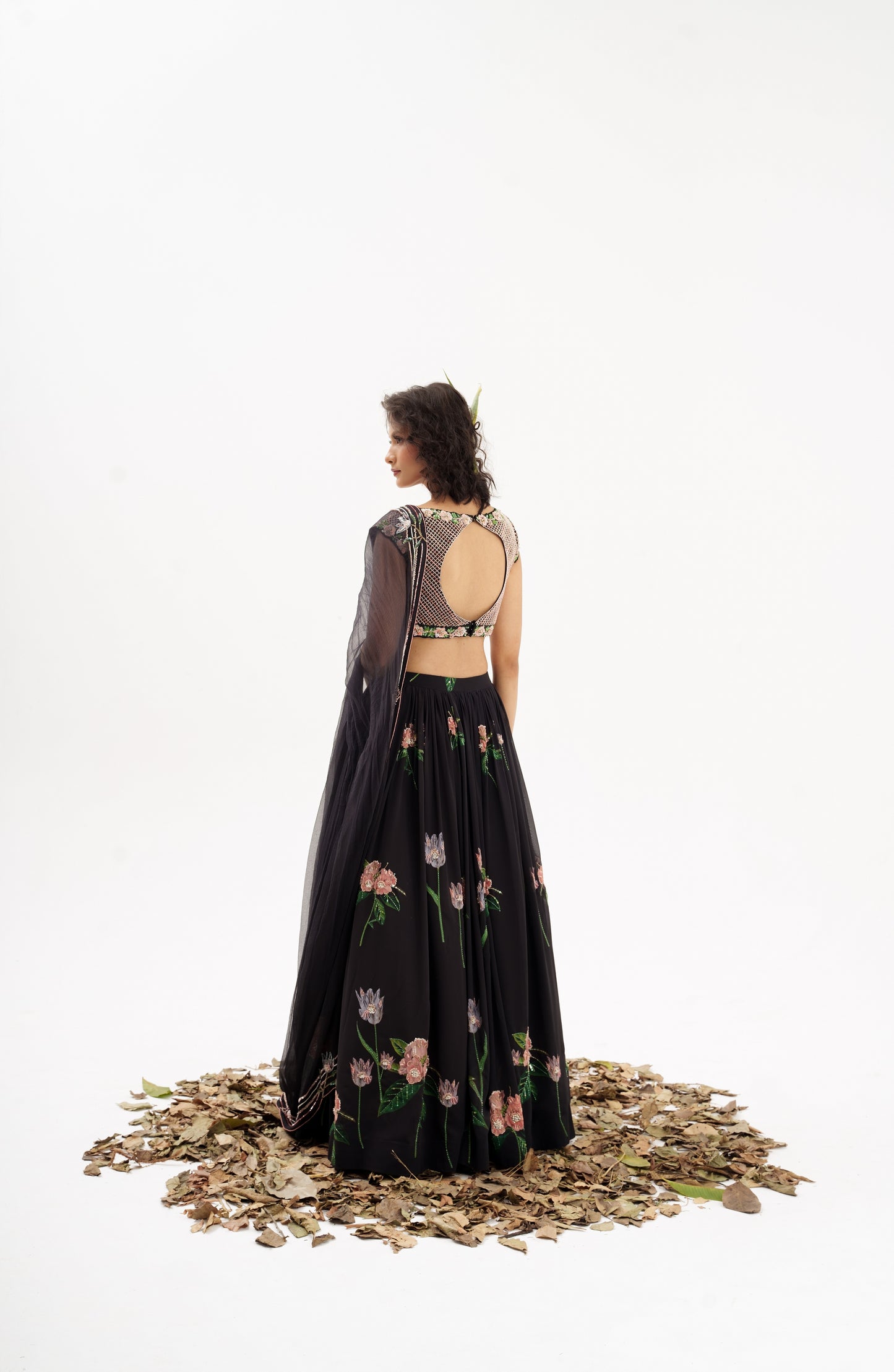 La fleur -Black embroidered lehenga set