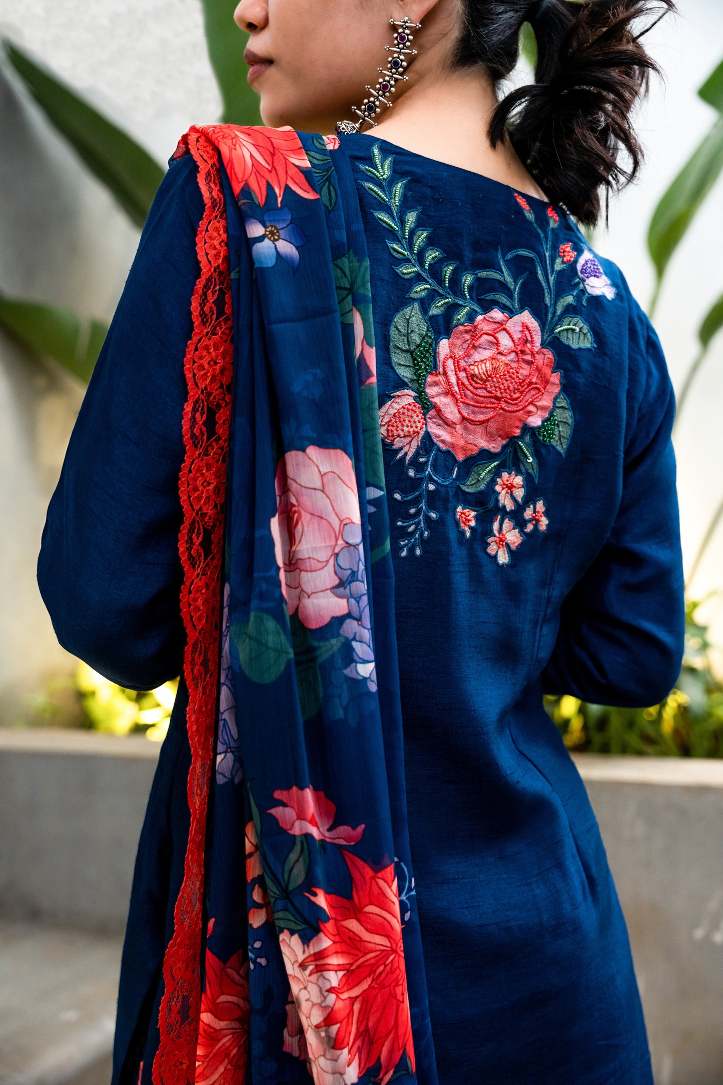 Iris Navy blue floral paradise suits