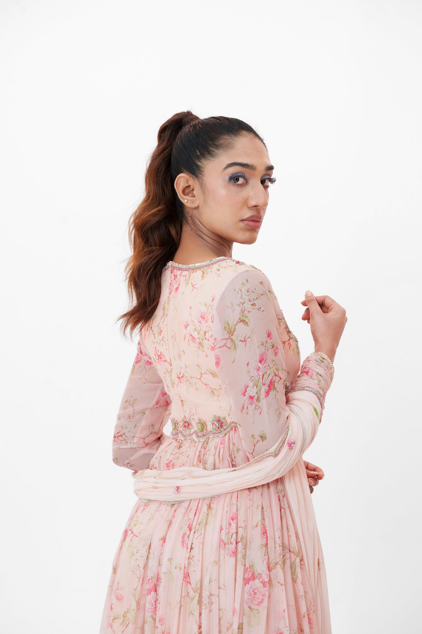 Floret - Powder Pink Embroidered Anarkali Set