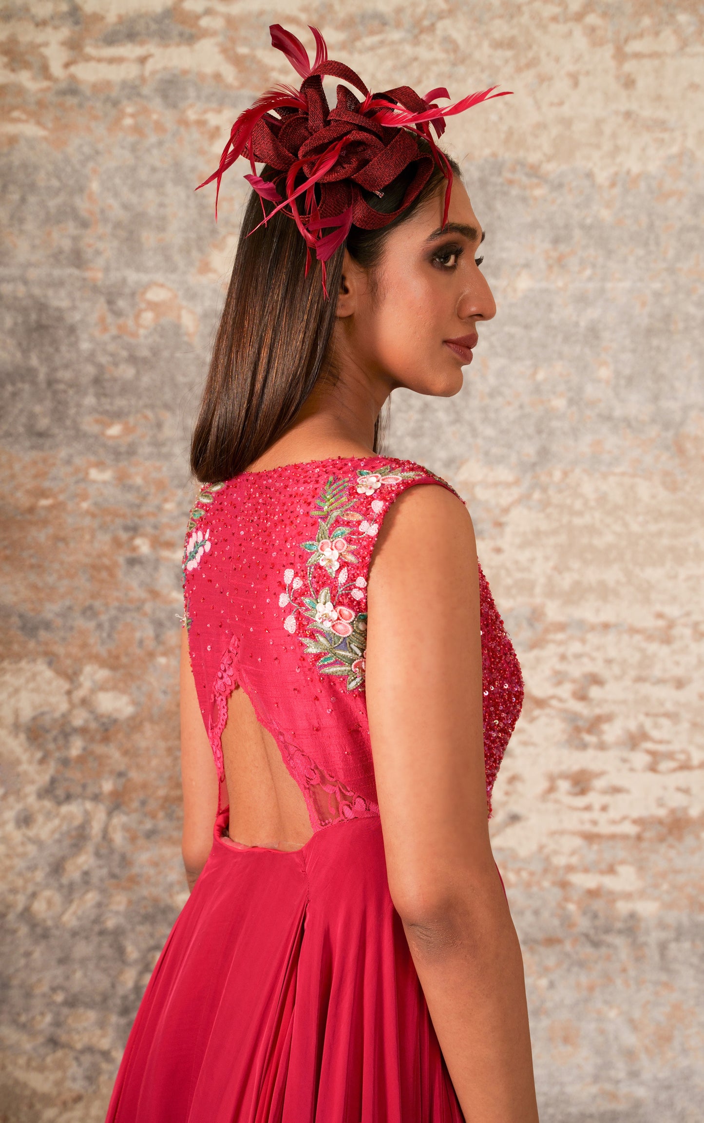 Cascade - Fuchsia Pink Embroidered Dress