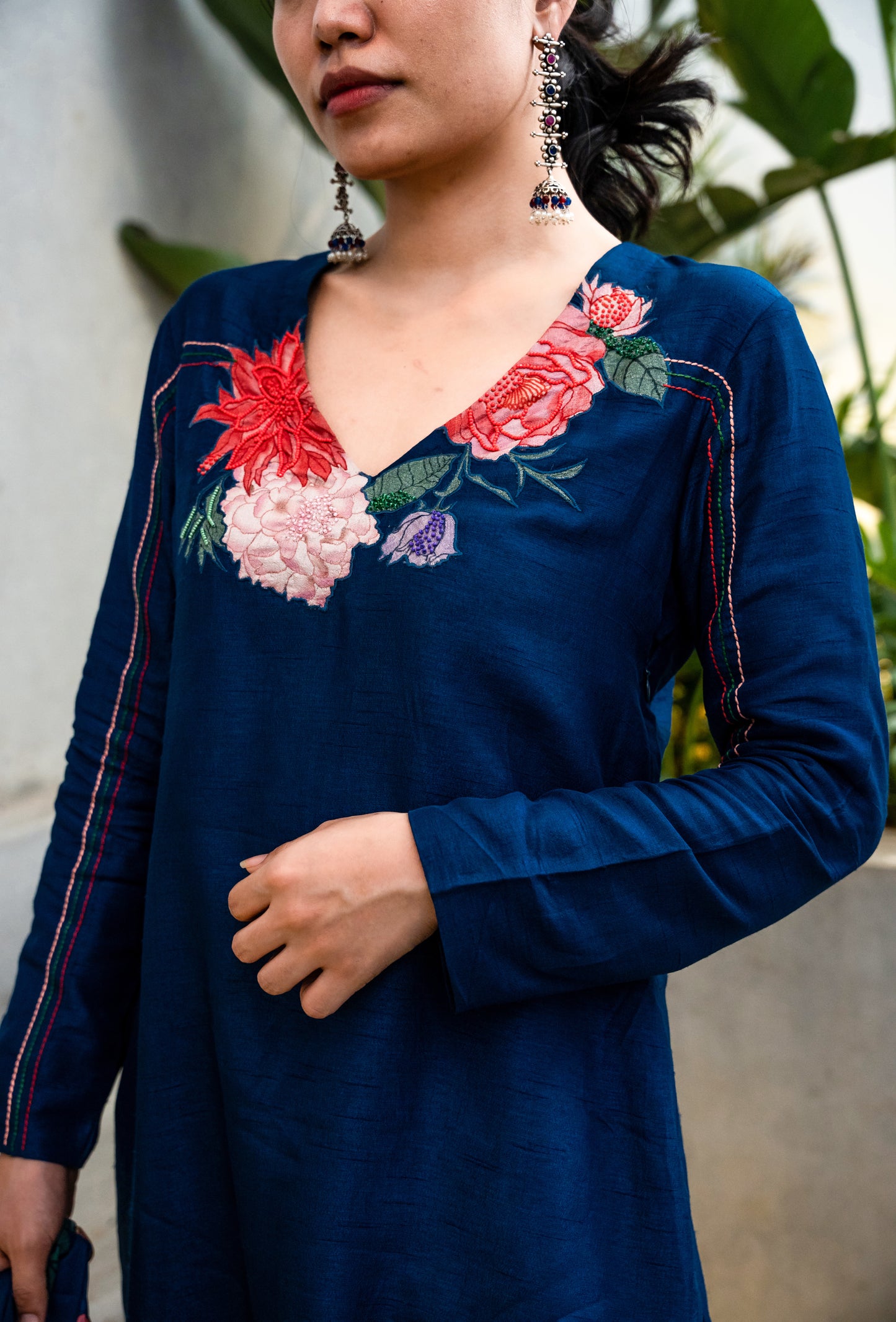 Iris Navy blue floral paradise suits