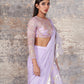 Déjouer-Nakshatra lilac foil print pre - draped saree