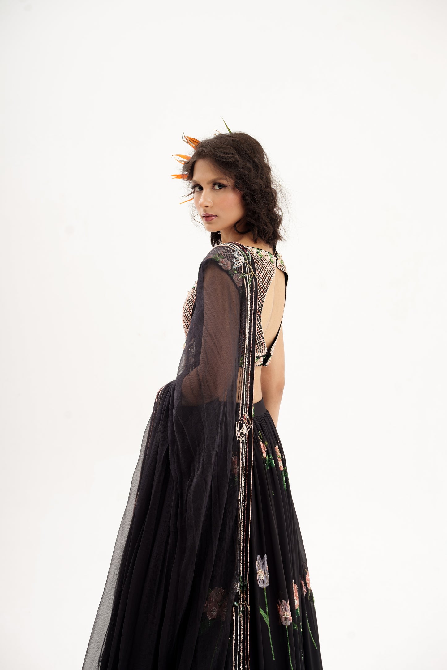 La fleur -Black embroidered lehenga set