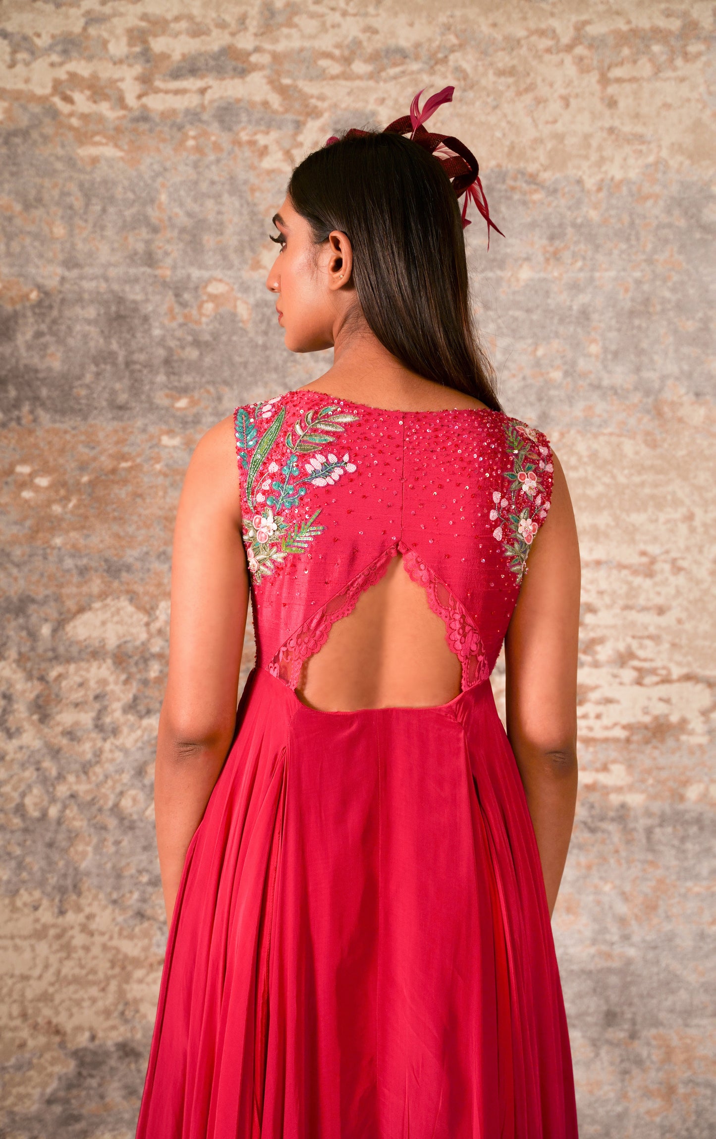 Cascade - Fuchsia Pink Embroidered Dress