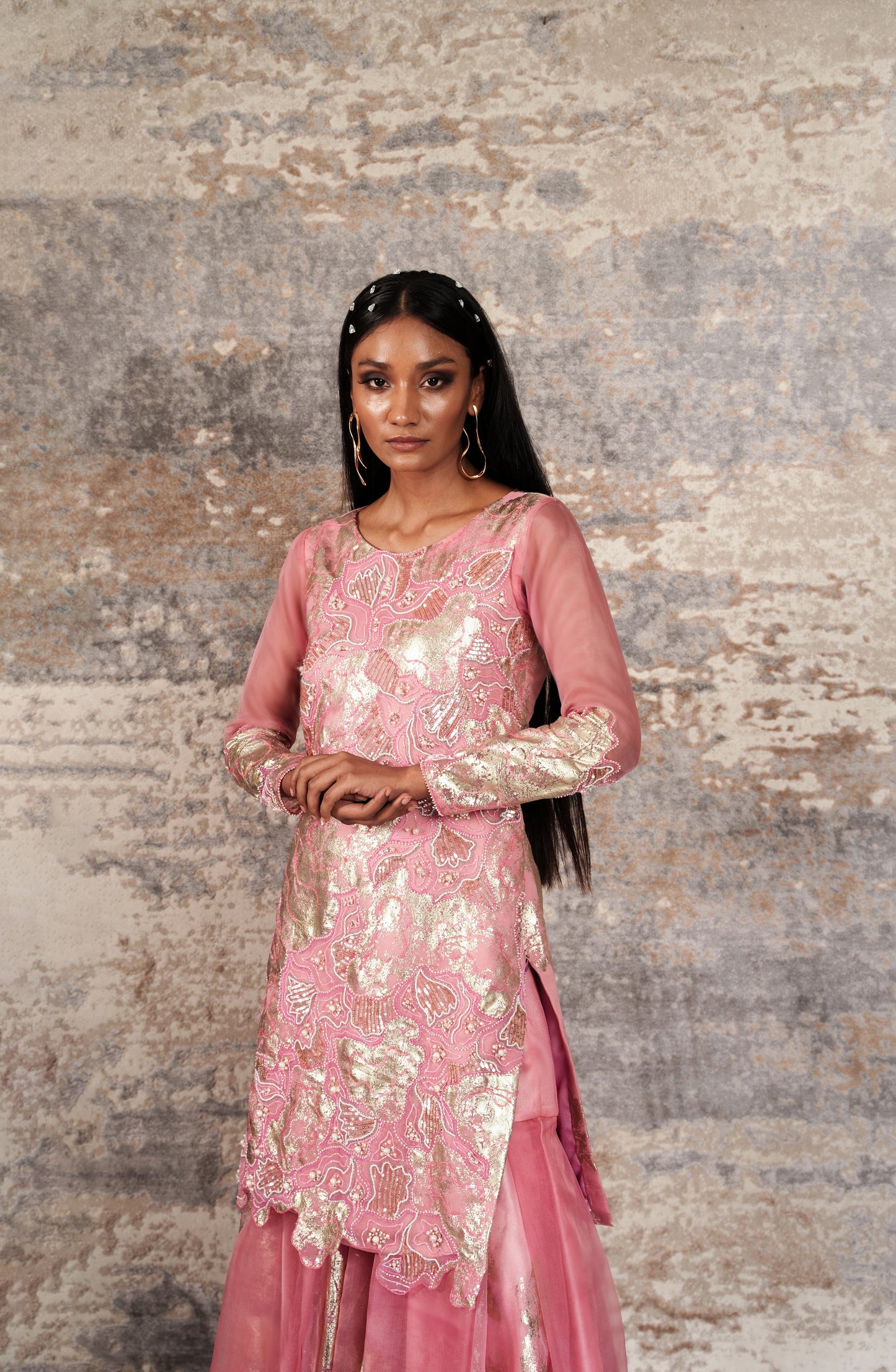 Déjouer-charm pink kurta set