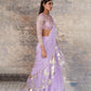 Déjouer-Nakshatra lilac foil print pre - draped saree