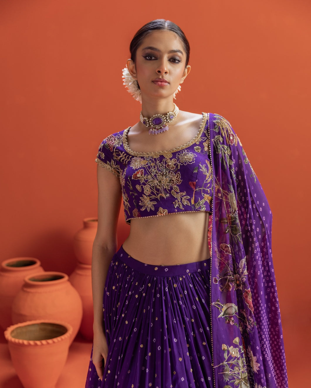 Aaravi Bandhani Lehenga