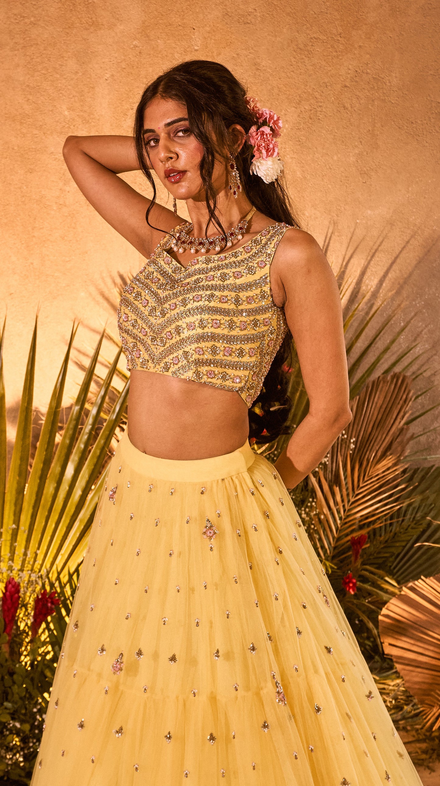 Yellow garden signature embroidered lehenga set