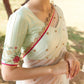 Mint green wildflower underskirt with net saree and raw silk blouse