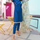 Cobalt blue kurta set with key lime green wildflower dupatta