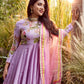 Lilac shaded pomme chanderi anarkali set