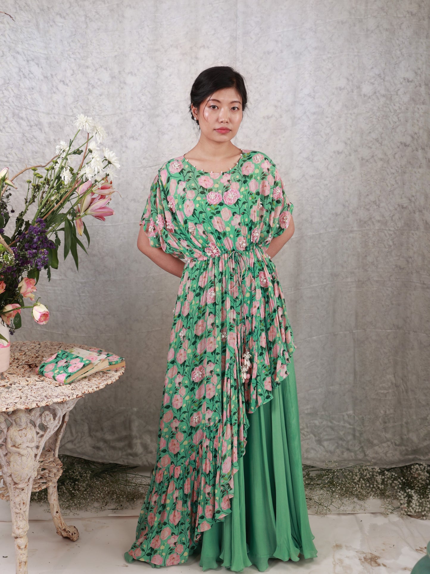 Spring Roses Two Piece kaftan dress