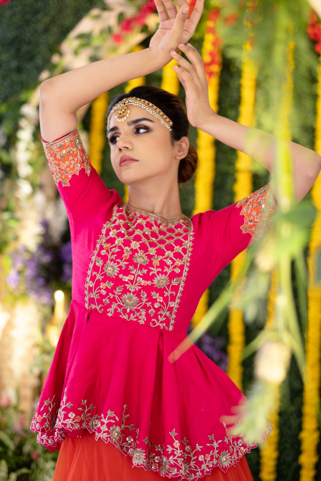 Buy Heavily Embroidered Net Lehenga Paired With Peplum Top And Dupatta by  Designer Jayanti Reddy Online at Ogaan.com