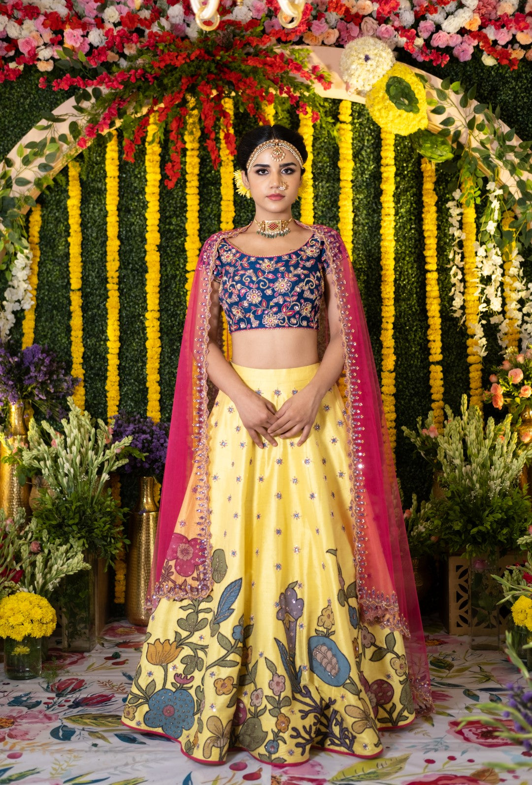 Lime Paper Dolls Raw Silk Appliquéd And Embellished Lehenga With Blous –  Studio East6